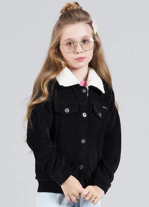 Soft Bonni - Jaqueta Infantil Menina Cotelê Preto - SOFT BONNI