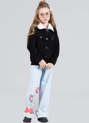 Soft Bonni - Jaqueta Infantil Menina Cotelê Preto - SOFT BONNI