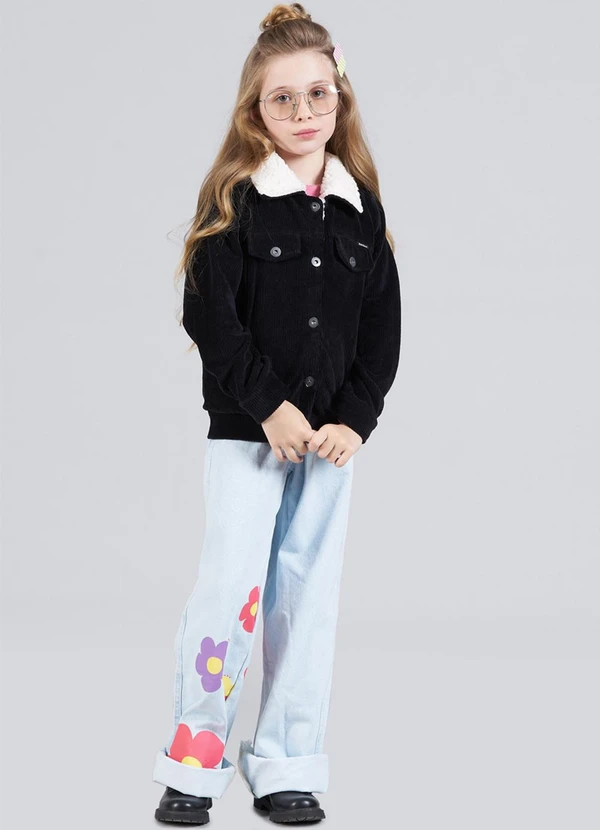 Soft Bonni - Jaqueta Infantil Menina Cotelê Preto 2