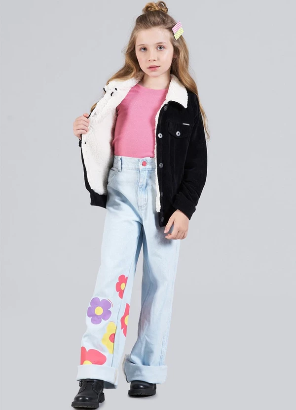 Soft Bonni - Jaqueta Infantil Menina Cotelê Preto 3
