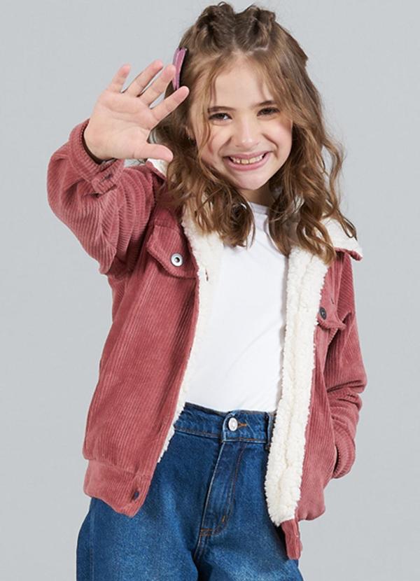 Soft Bonni - Jaqueta Infantil Menina Cotelê Rosa