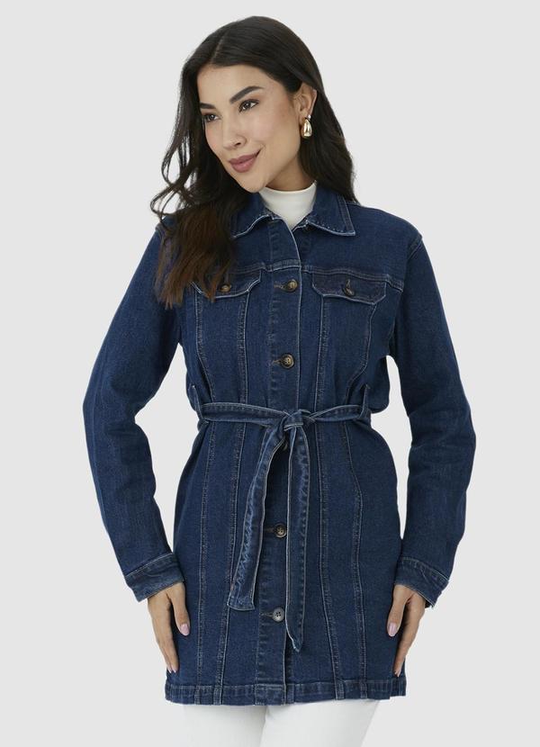 Malwee - Jaqueta Jeans Alongada Feminina Azul