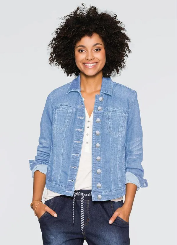 bonprix - Jaqueta Jeans Azul Claro