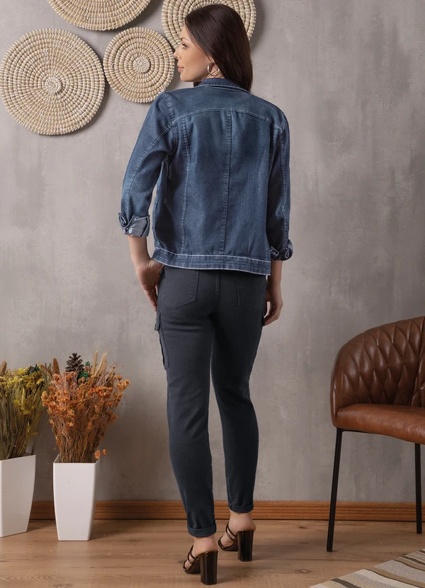 bonprix - Jaqueta Jeans Azul Escuro 4
