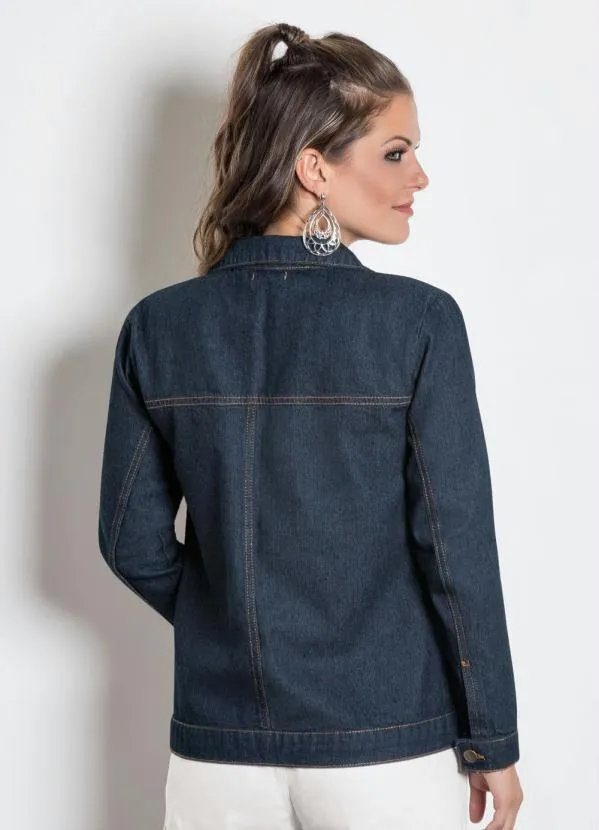 Jaqueta Jeans Básica Jeans Escuro Rosalie