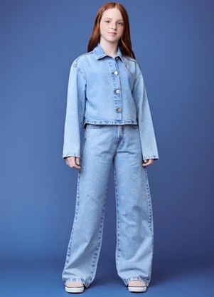 Authoria - Jaqueta Jeans com Strass  Azul - AUTHORIA