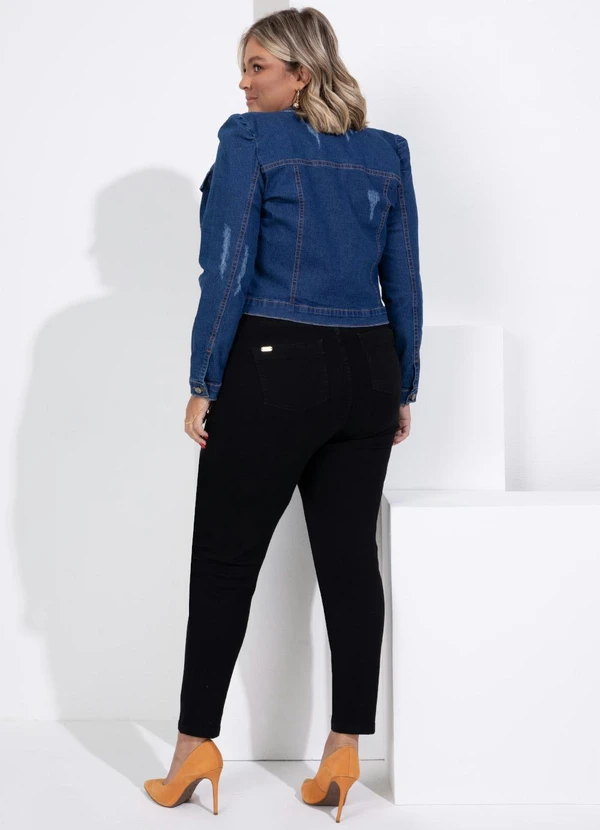Quintess - Jaqueta Jeans Curta com Bolsos