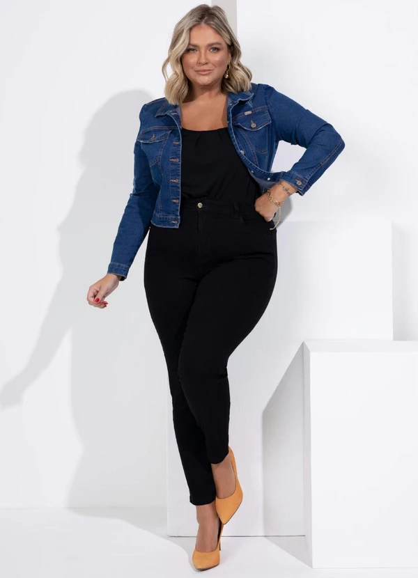 Quintess - Jaqueta Jeans Curta com Bolsos 9