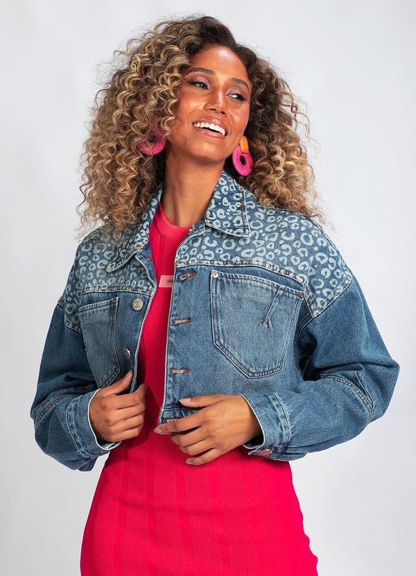 Animale Jeans - Jaqueta Jeans Estampa Onca Azul