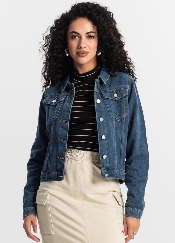 Rovitex - Jaqueta Jeans Feminina Azul 5
