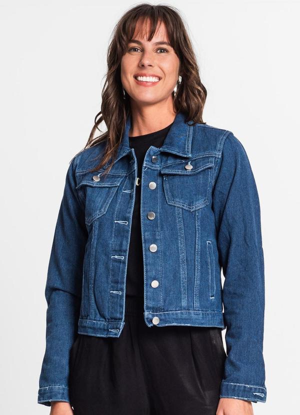 Rovitex - Jaqueta Jeans Feminina Azul