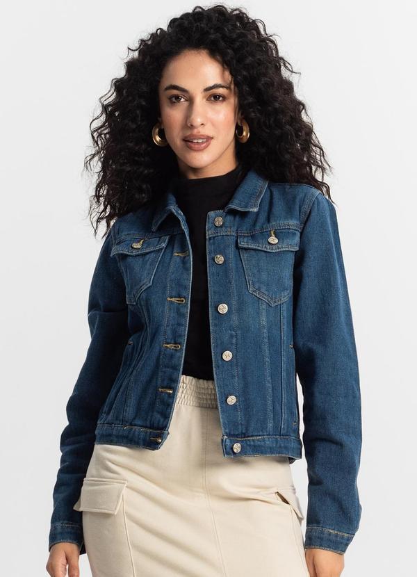 Rovitex - Jaqueta Jeans Feminina Azul