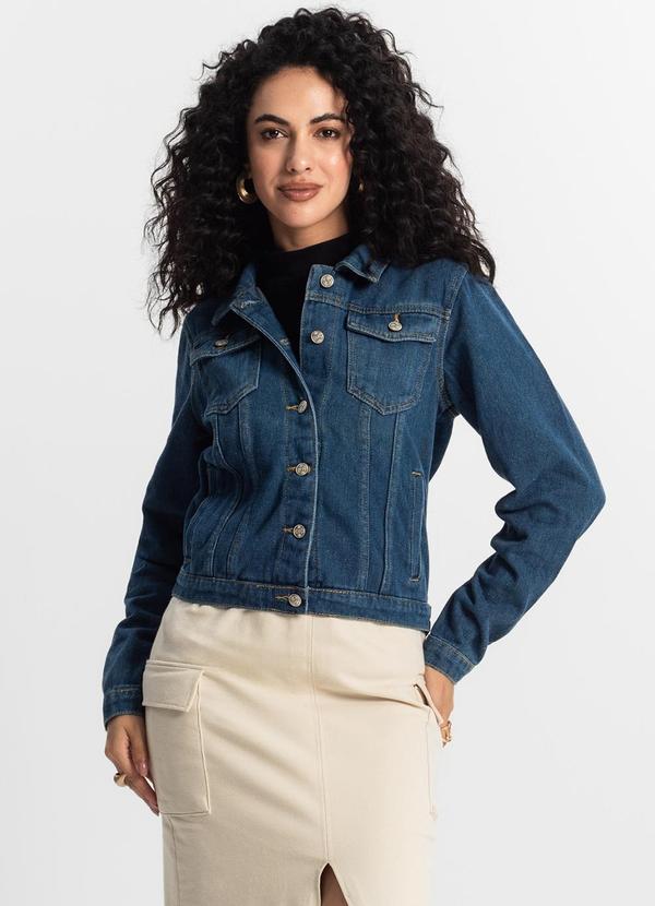Rovitex - Jaqueta Jeans Feminina Azul 4