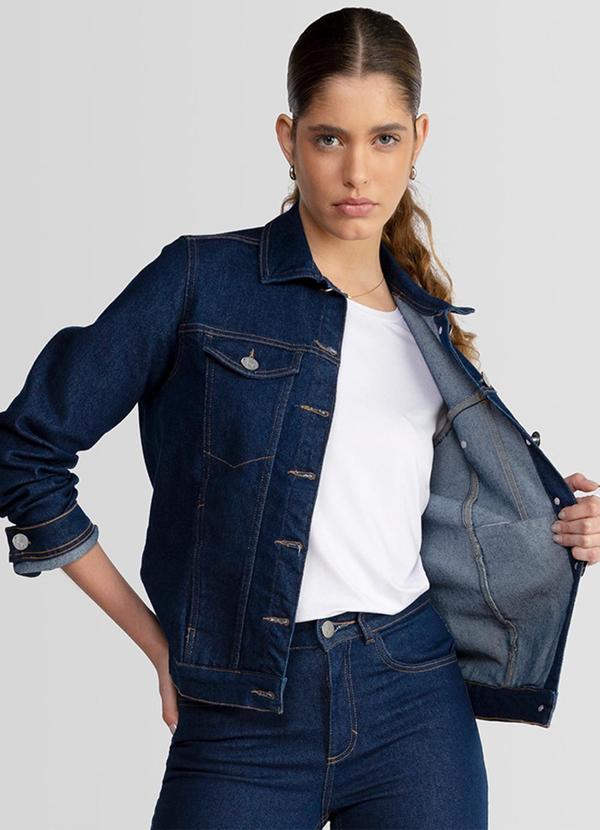 Basicamente - Jaqueta Jeans Feminina Stone Escuro