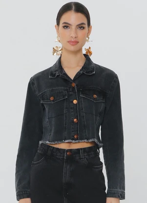 Outlet - Jaqueta Jeans Imperdivel Preto - OUTLET