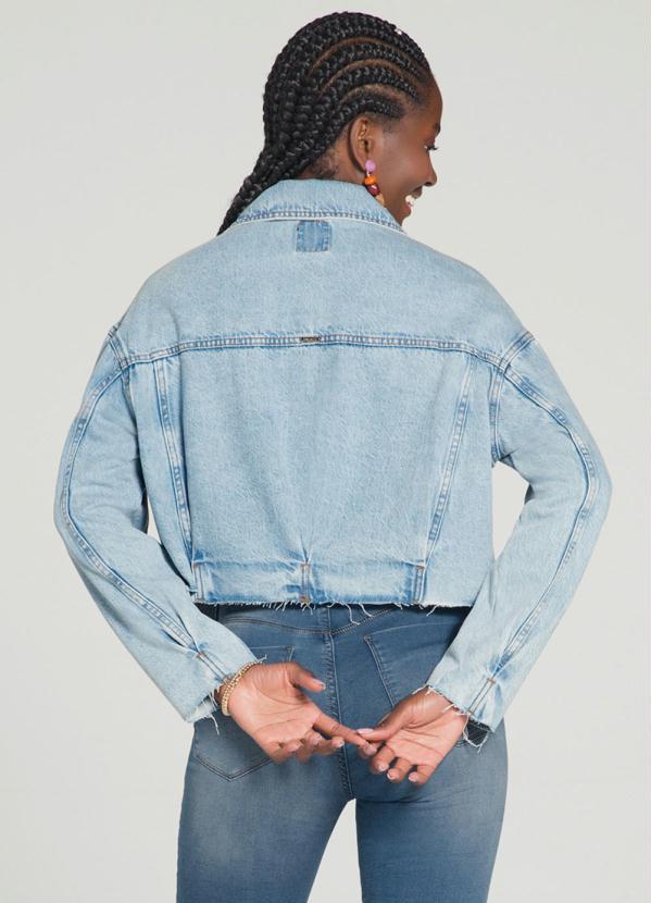 Lunender - Jaqueta Jeans Manga Longa Cropped Ampla 2