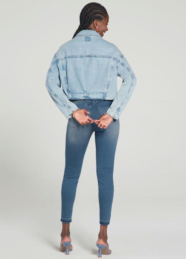 Lunender - Jaqueta Jeans Manga Longa Cropped Ampla 4