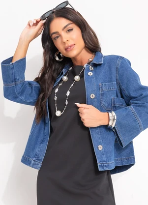 Quintess - Jaqueta Jeans Médio com Bolsos - QUINTESS