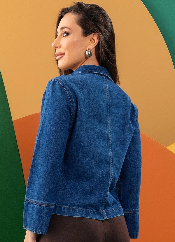 Quintess - Jaqueta Jeans Médio com Bolsos 10