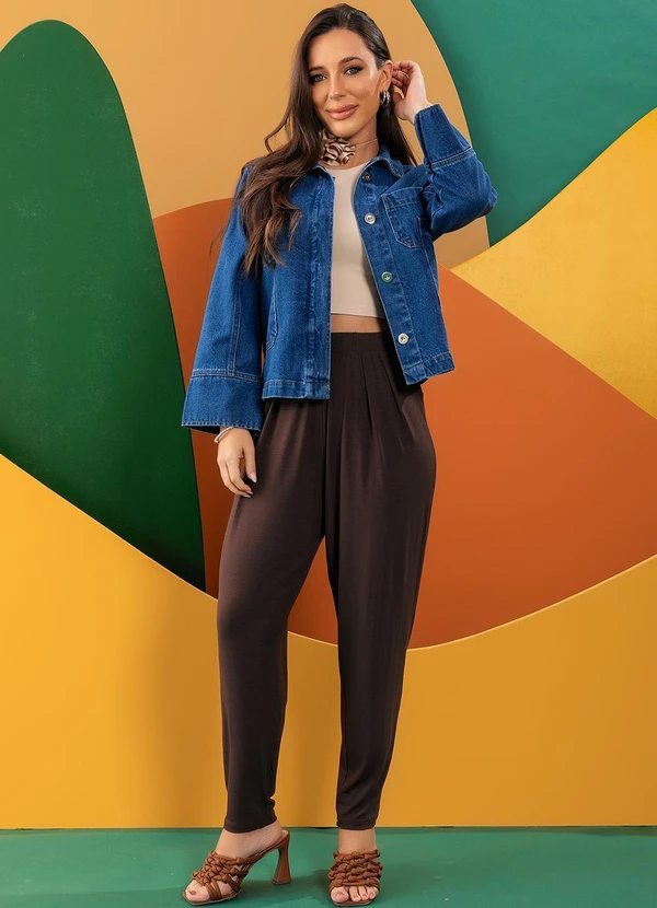 Quintess - Jaqueta Jeans Médio com Bolsos 11