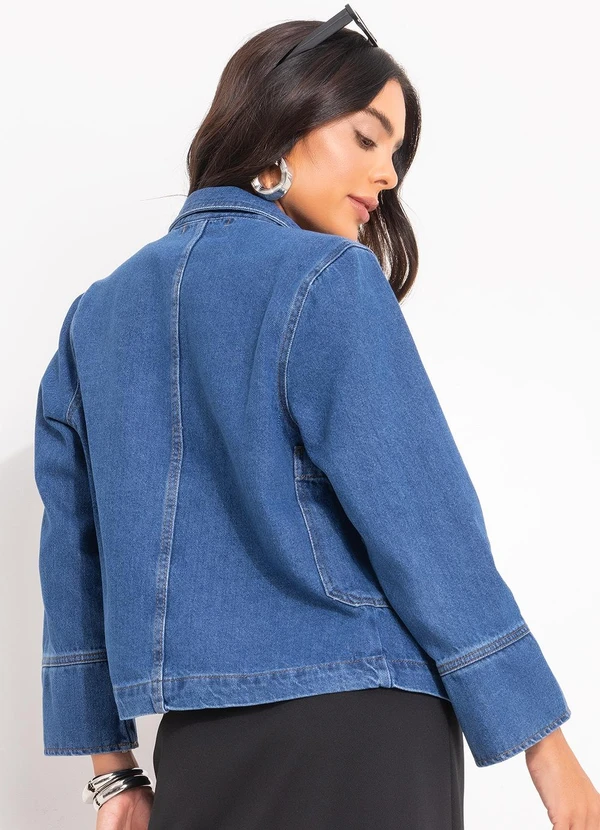 Quintess - Jaqueta Jeans Médio com Bolsos 2