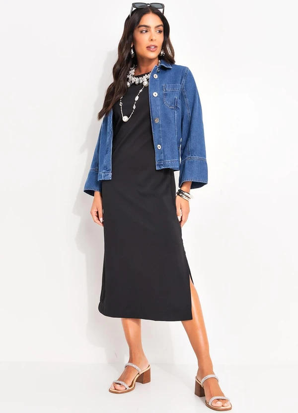 Quintess - Jaqueta Jeans Médio com Bolsos 3