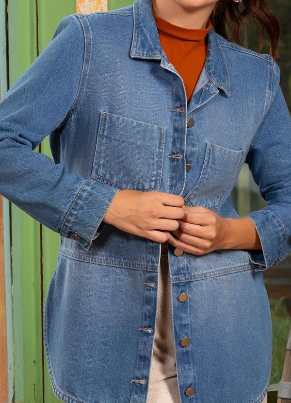Quintess - Jaqueta Jeans Médio com Bolsos 11
