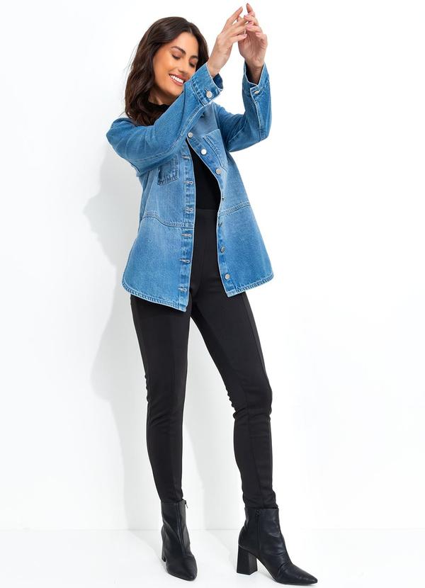 Quintess - Jaqueta Jeans Médio com Bolsos 7