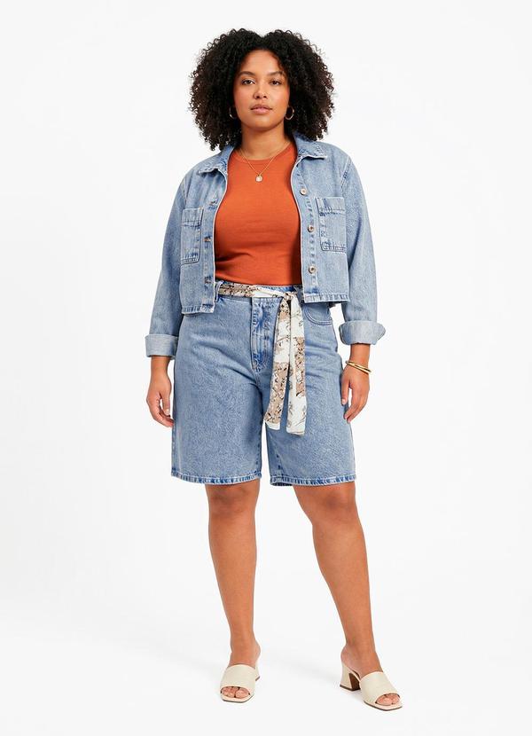 Quintess - Jaqueta Jeans Médio em Jeans 11