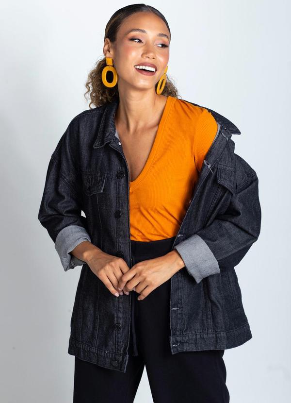 Hering - Jaqueta Jeans Over Preta