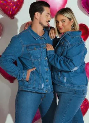 Quintess - Jaqueta Jeans Oversized Genderless com Bolsos - QUINTESS