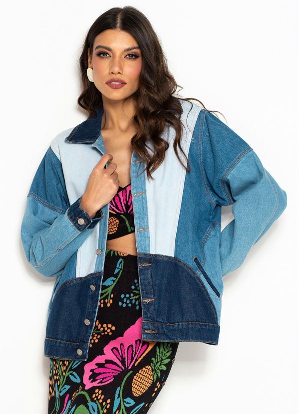 Farm - Jaqueta Jeans Patch Sol Azul