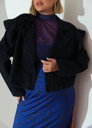 Quintess - Jaqueta Jeans Preto com Mangas Destacáveis - QUINTESS