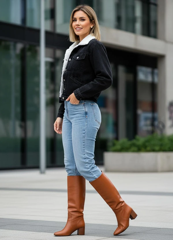 Quintess - Jaqueta Jeans Preto em Jeans