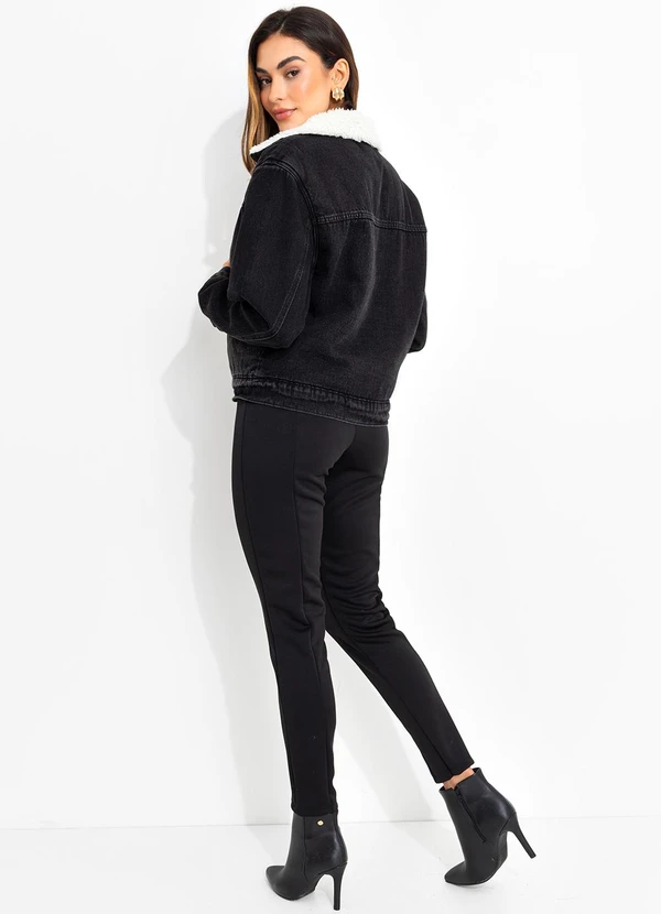 Quintess - Jaqueta Jeans Preto em Jeans 11