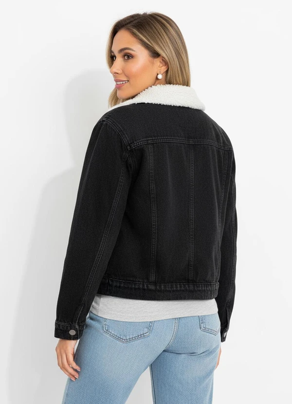 Quintess - Jaqueta Jeans Preto em Jeans 2