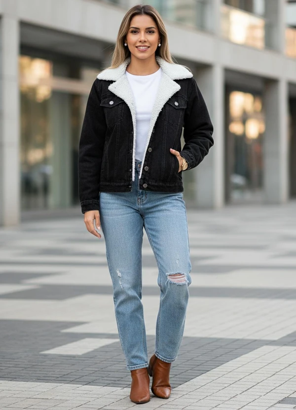 Quintess - Jaqueta Jeans Preto em Jeans 3