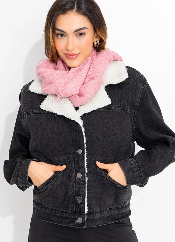 Quintess - Jaqueta Jeans Preto em Jeans 4