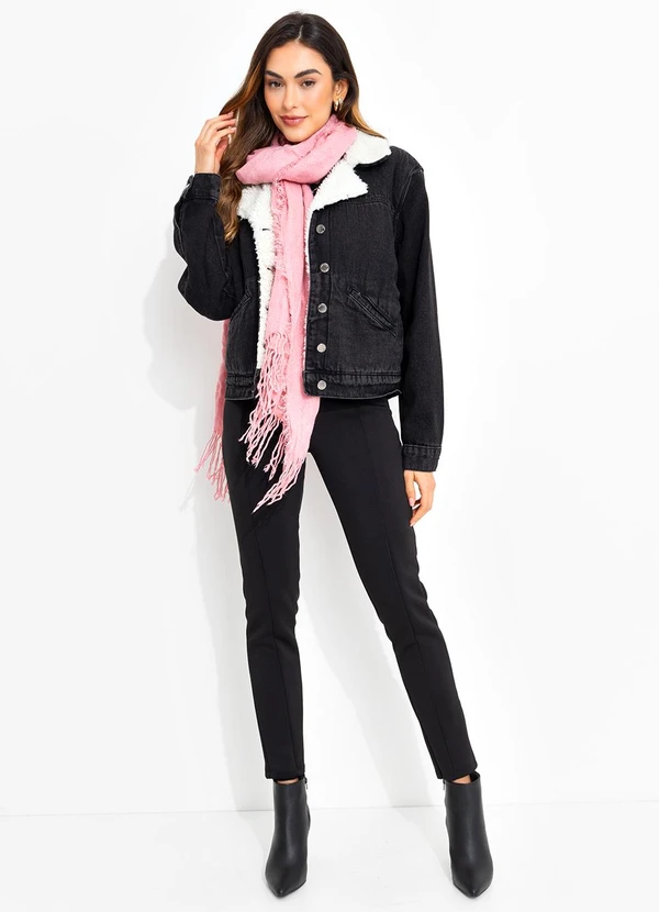 Quintess - Jaqueta Jeans Preto em Jeans 5