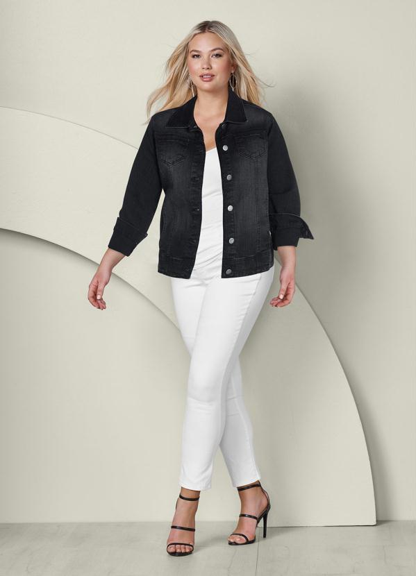 bonprix - Jaqueta Jeans Preto 10