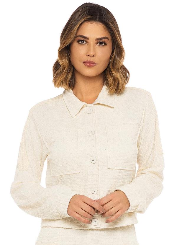 Rafree - Jaqueta Malha Tweed com Linho Off Whit