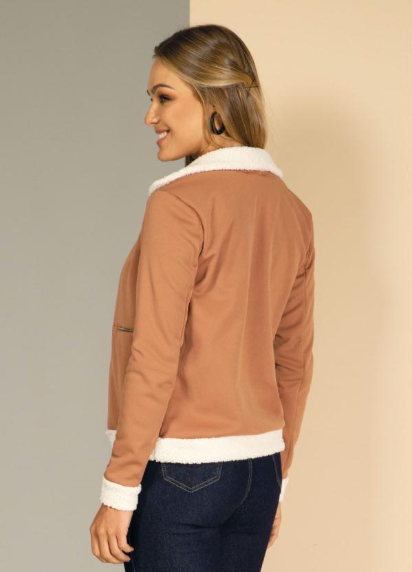 Quintess - Jaqueta Marrom com Pelo Sintético 2