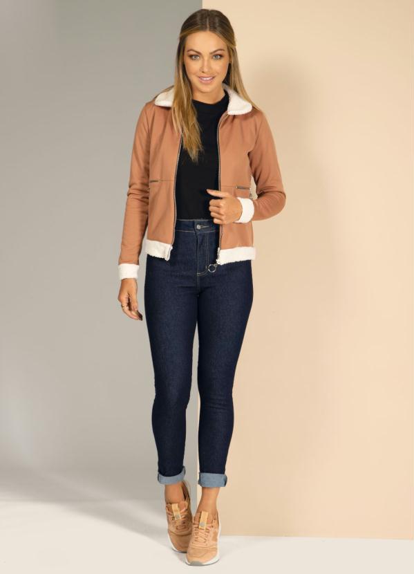 Quintess - Jaqueta Marrom com Pelo Sintético 3