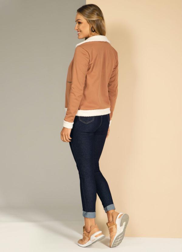 Quintess - Jaqueta Marrom com Pelo Sintético 4