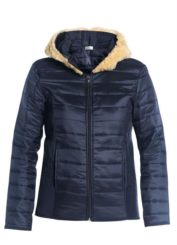 bonprix - Jaqueta Matelasse com Pelos no CapuzAzul Marinho 6