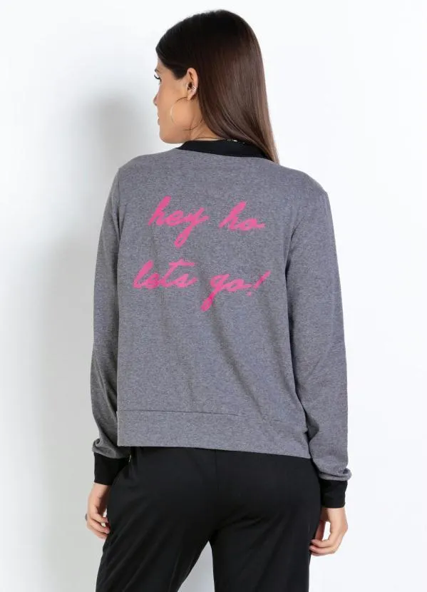 Moda Pop - Jaqueta Mescla Chumbo e Estampa Neon nas Costas 3