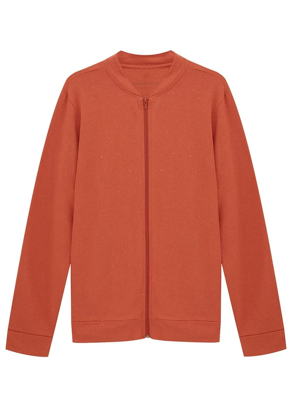 Basicamente - Jaqueta Moletom Desfibrado Marrom Telha