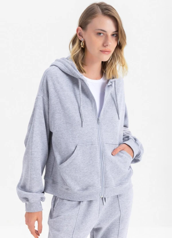 Essendi - Jaqueta Moletom Feminino Cinza