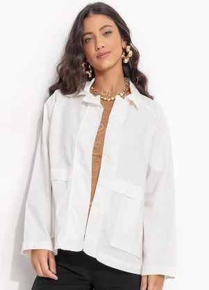 Quintess - Jaqueta Off White em Sarja - QUINTESS