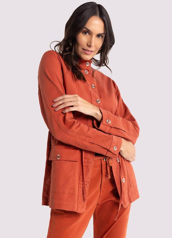 Lunender - Jaqueta Parka Sarja com Cadarço Laranja